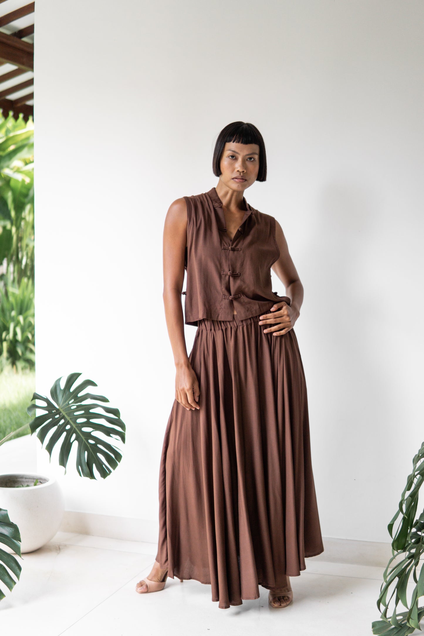 SaRa Skirt - Premium Rayon - Brown