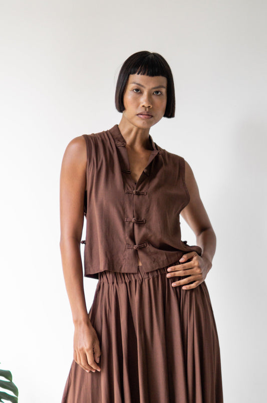 Lin Vest - Premium Rayon - Brown