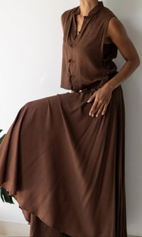 Lin Vest, Premium Rayon, Brown, view 5
