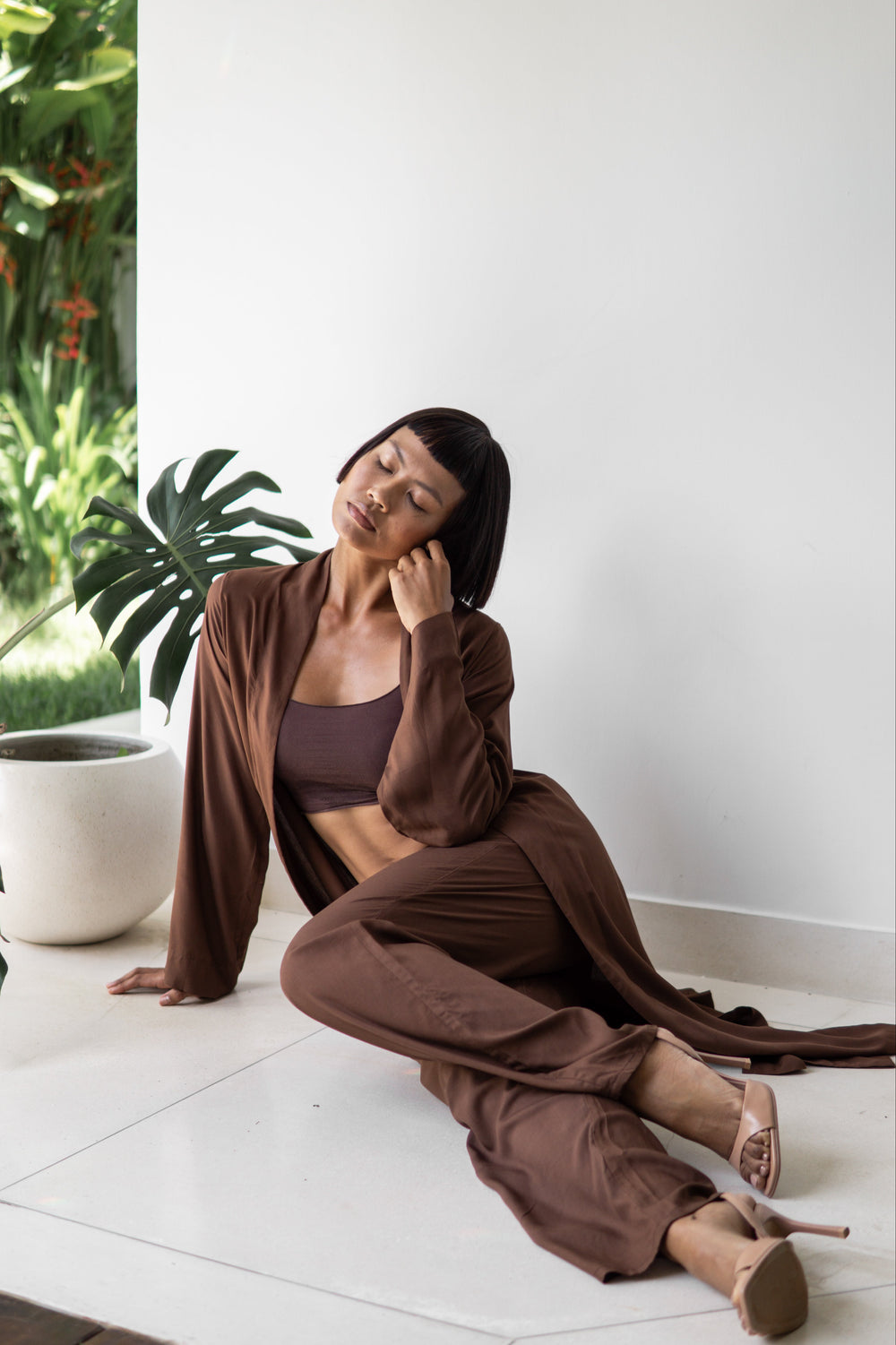 Lin Pants, Premium Rayon, Earth Cacao, view 6