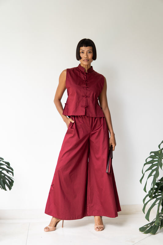 Lin Vest – Cotton – Sacred Maroon