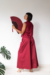 Lin Vest, Cotton, Sacred Maroon, view 5