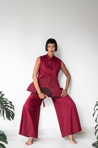 Lin Vest, Cotton, Sacred Maroon
