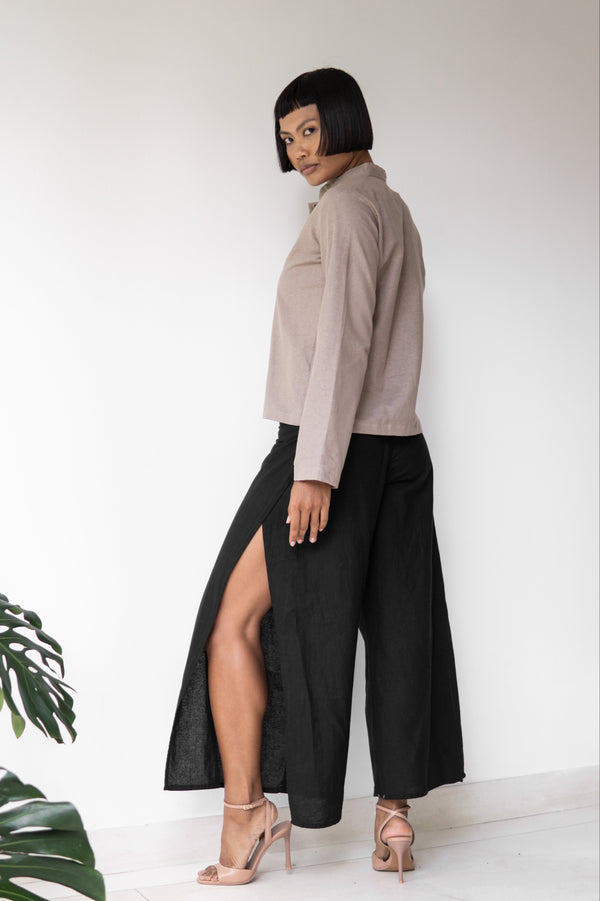 Yori Pant — Linen — Black Jade