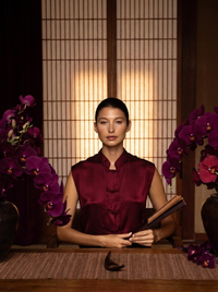 Lin Vest — Lyocell Silk — Sacred Maroon