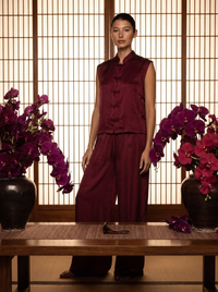 Lin Vest — Lyocell Silk — Sacred Maroon