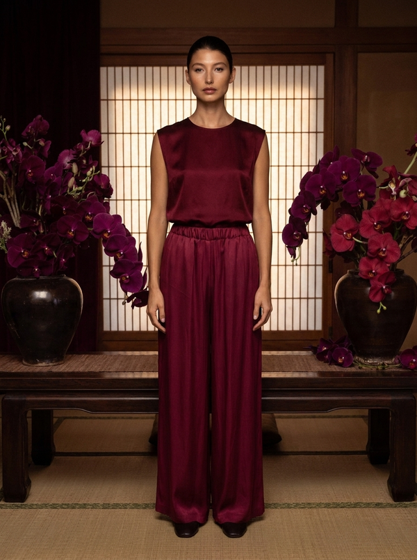 Ting Pant — Lyocell Silk — Sacred Maroon