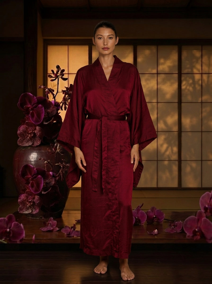 Aset Dua Kimono in Sacred Maroon