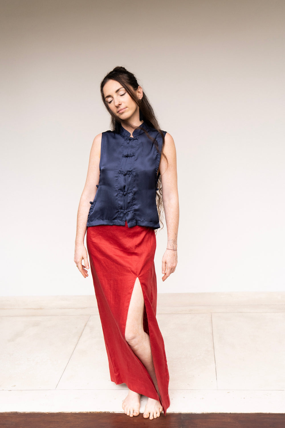 Makoto Skirt in Red Peony